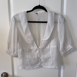 White cropped blouse